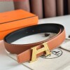 Replica Hermes H Take Off Reversible Belt 32MM in Chocolate Clemence Leather 8