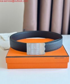 Replica Hermes Typo Reversible Belt 32MM in Black Epsom Calfskin 2