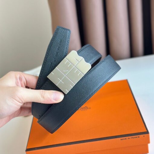 Replica Hermes Typo Reversible Belt 32MM in Black Epsom Calfskin 3