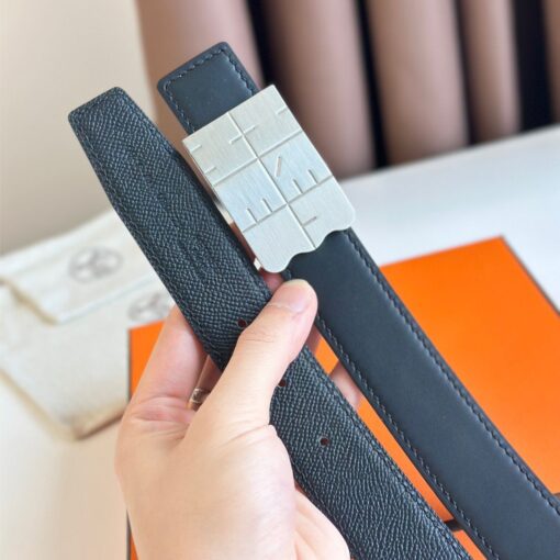 Replica Hermes Typo Reversible Belt 32MM in Black Epsom Calfskin 5