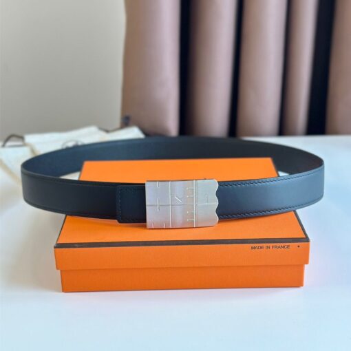 Replica Hermes Typo Reversible Belt 32MM in Black Epsom Calfskin 6