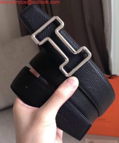 Replica Hermes Tonight 38MM Reversible Belt In Black Clemence Leather