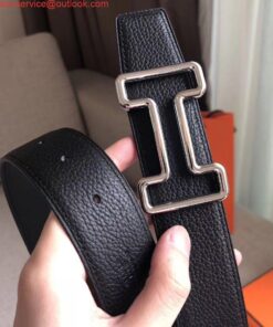 Replica Hermes Tonight 38MM Reversible Belt In Black Clemence Leather 2