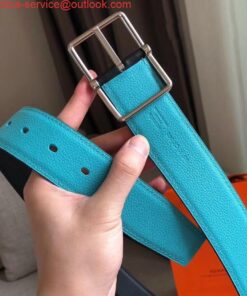 Replica Hermes Bleu Obscur Saddle 38MM Reversible Belt