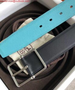 Replica Hermes Bleu Obscur Saddle 38MM Reversible Belt 2