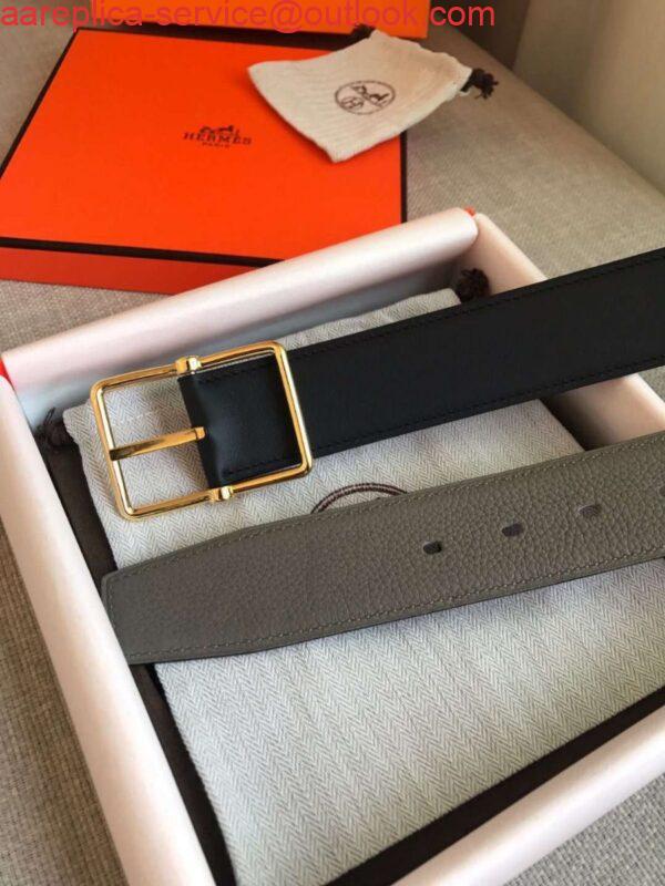 Replica Hermes Grey Saddle 38MM Reversible Belt 6