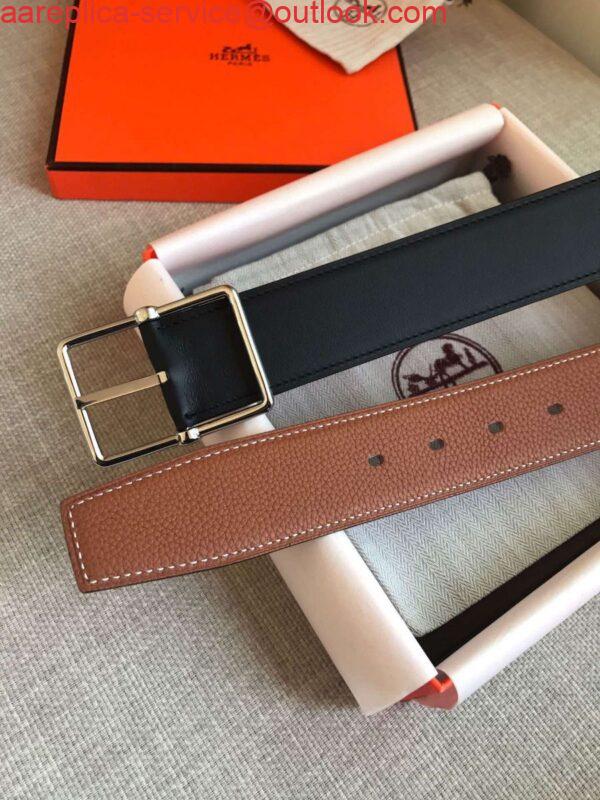 Replica Hermes Brown Saddle 38MM Reversible Belt 5