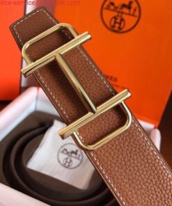 Replica Hermes Royal 38MM Reversible Belt In Brown Clemence Leather