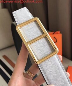 Replica Hermes Officier Belt Buckle & White 38MM Strap 2