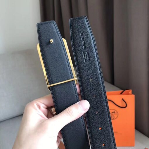 Replica Hermes Officier Belt Buckle & Black 38MM Strap 3