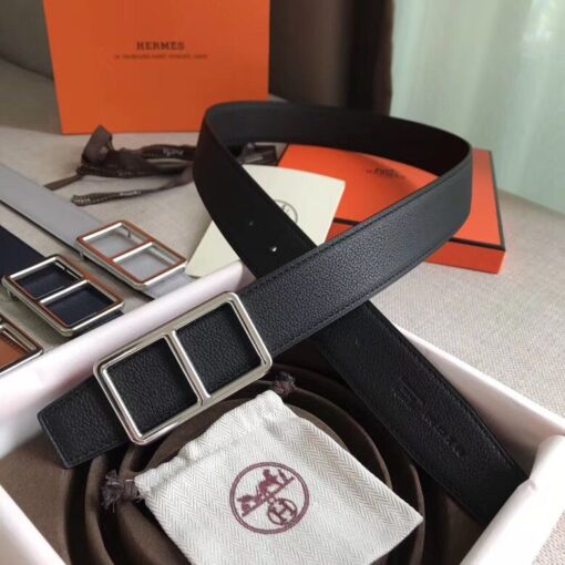 Replica Hermes Officier Belt Buckle & Black 38MM Strap 5