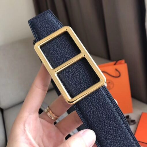 Replica Hermes Officier Belt Buckle & Navy 38MM Strap 3