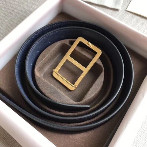 Replica Hermes Officier Belt Buckle & Navy 38MM Strap 4