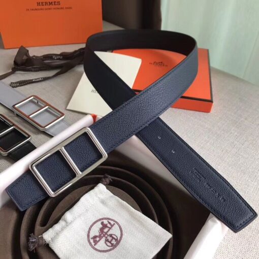 Replica Hermes Officier Belt Buckle & Navy 38MM Strap 5