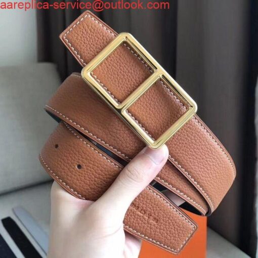 Replica Hermes Officier Belt Buckle & Brown 38MM Strap