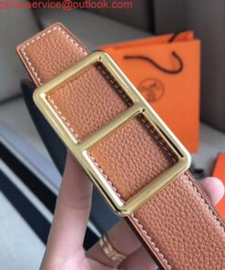 Replica Hermes Officier Belt Buckle & Brown 38MM Strap 2