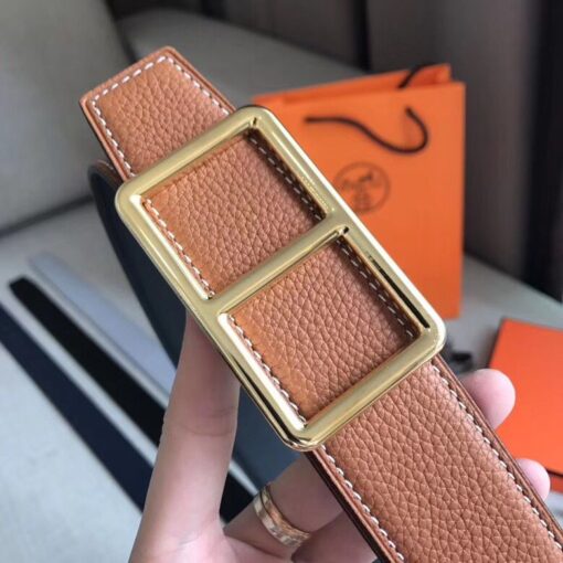 Replica Hermes Officier Belt Buckle & Brown 38MM Strap 2