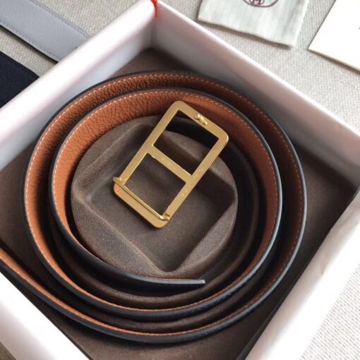 Replica Hermes Officier Belt Buckle & Brown 38MM Strap 4