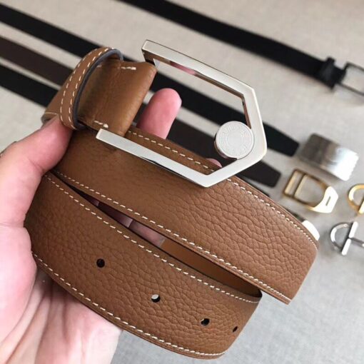 Replica Hermes Brown Licol 40 MM Reversible Leather Belt 4