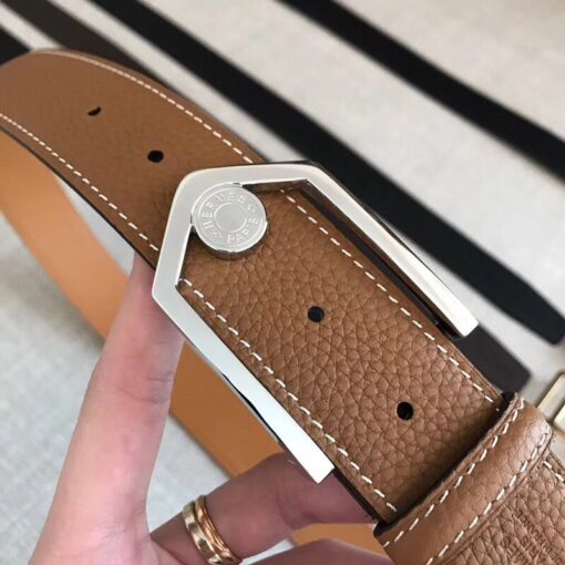 Replica Hermes Brown Licol 40 MM Reversible Leather Belt 6