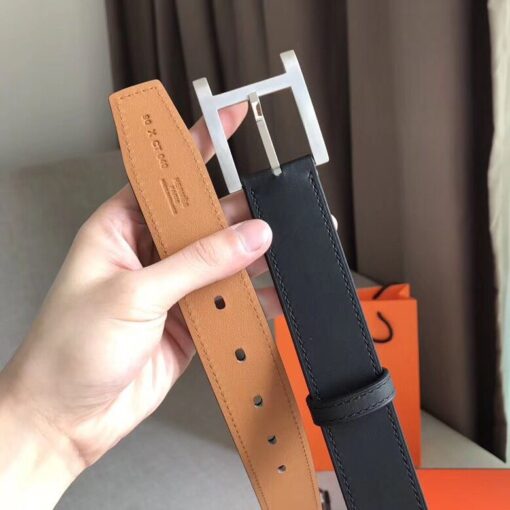 Replica Hermes James 35MM Belt In Black Box Calfskin 3