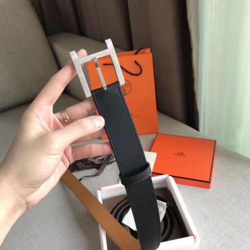 Replica Hermes James 35MM Belt In Black Box Calfskin 5