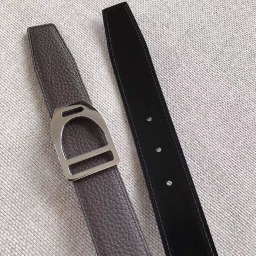 Replica Hermes Etrier Buckle Belt & Chocolate Clemence 32 MM Strap 7