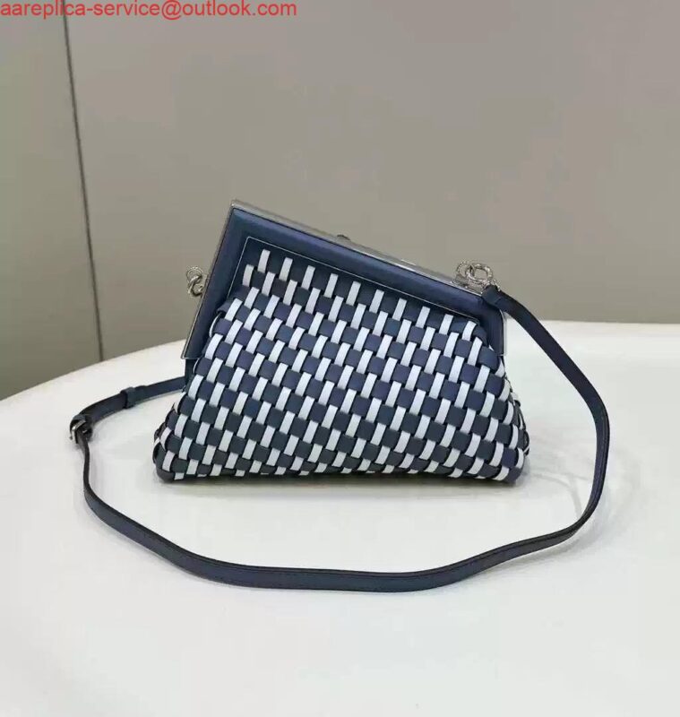 Replica Fendi 8BP129 Fendi First Small White and blue woven leather bag