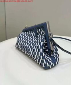 Replica Fendi 8BP129 Fendi First Small White and blue woven leather bag 2