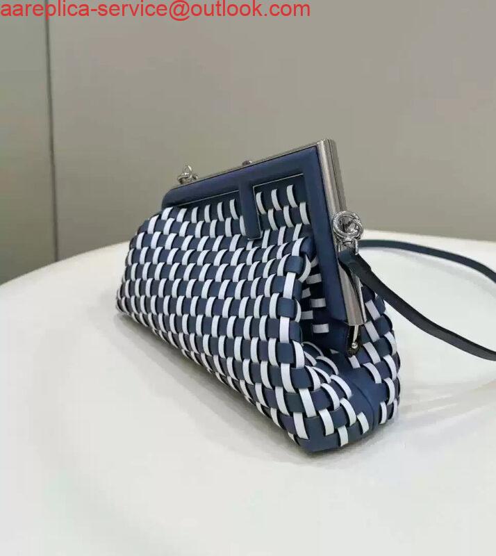 Replica Fendi 8BP129 Fendi First Small White and blue woven leather bag 2