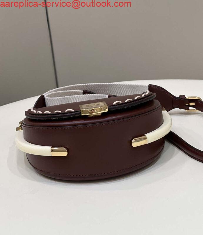 Replica Fendi 8BT346 Moonlight Shoulder Saddle Leather Wine Red 3