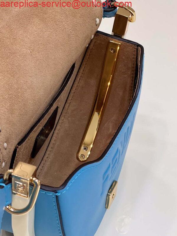 Replica Fendi 8BT346 Moonlight Shoulder Saddle Leather Bag Blue 8