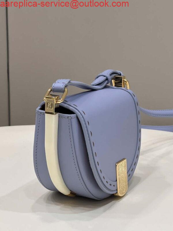 Replica Fendi 8BT346 Moonlight Shoulder Saddle Leather Bag Purple Blue 2