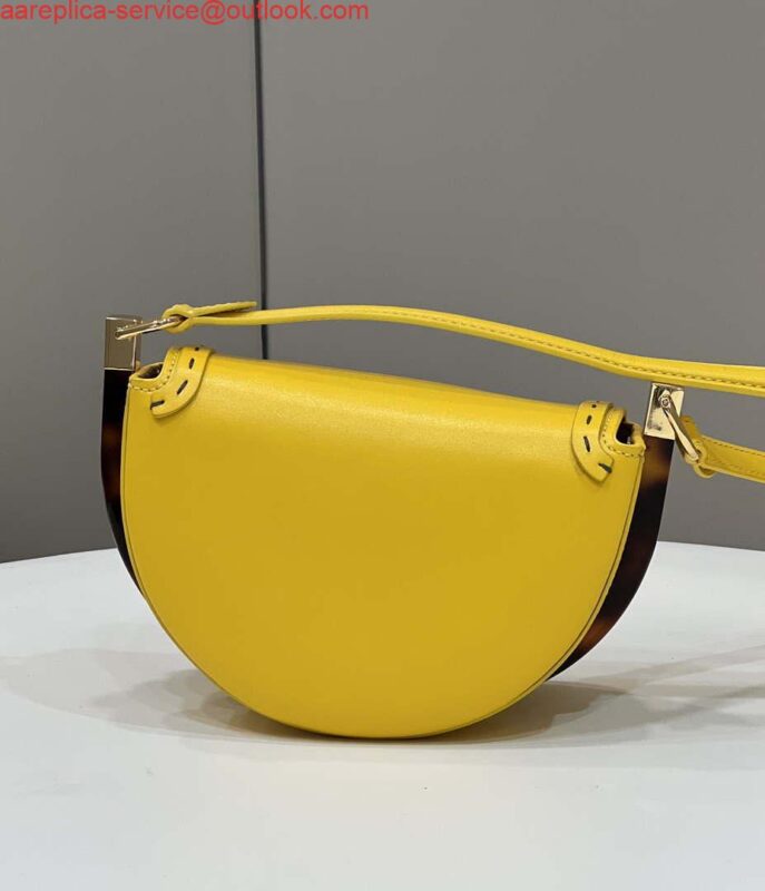 Replica Fendi 8BT346 Moonlight Shoulder Saddle Leather Bag Yellow