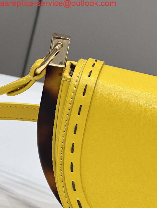 Replica Fendi 8BT346 Moonlight Shoulder Saddle Leather Bag Yellow 5