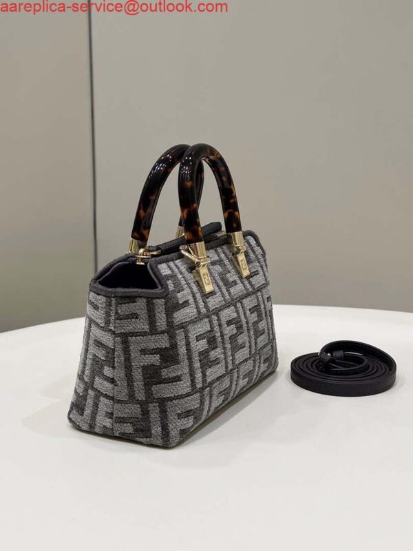 Replica Fendi 8BS067 By The Way Mini Small Boston Jacquard FF fabric bag Dark Gray