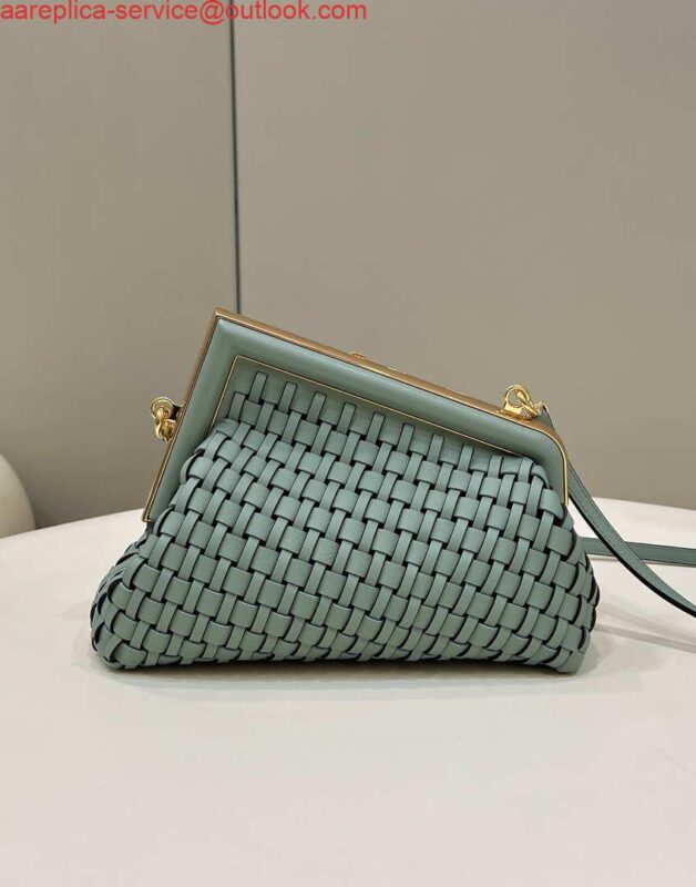 Replica Fendi 8BP129 First Small Green braided leather bag 80103