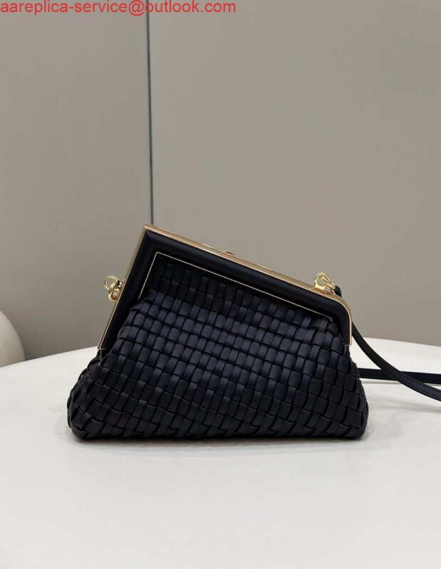 Replica Fendi 8BP129 First Small Black braided leather bag 80103