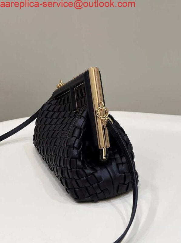 Replica Fendi 8BP129 First Small Black braided leather bag 80103 2