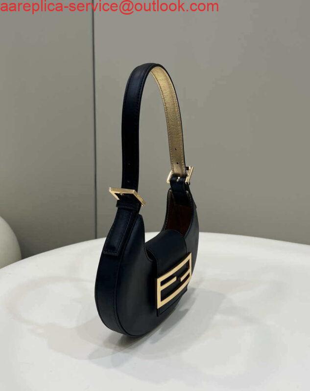 Replica Fendi 8BS065 Fendi Cookie Black leather mini Croissant bag 8556 2