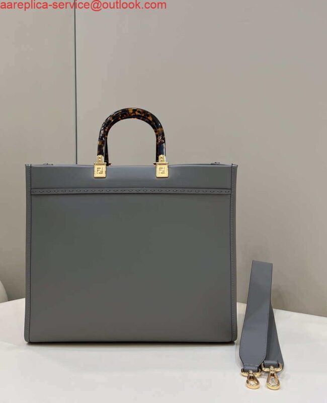 Replica Fendi 8BH372 Sunshine Large Bag Gray leather shopper 8266L