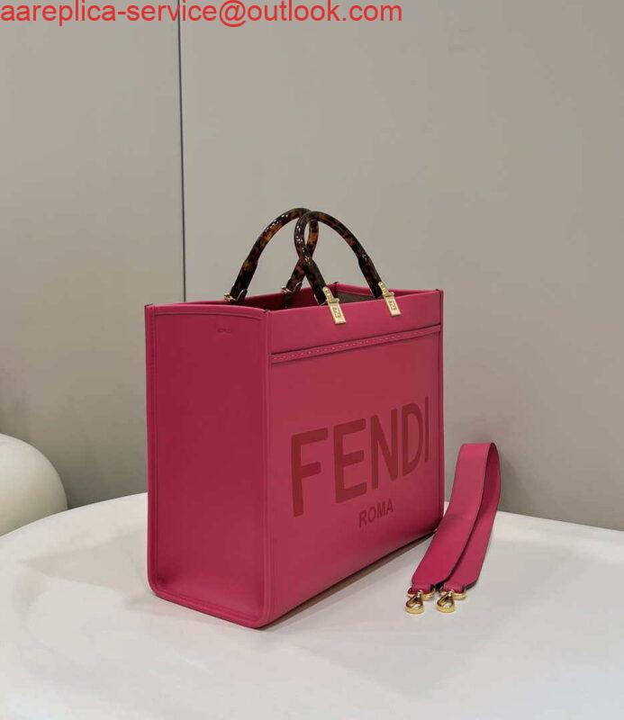 Replica Fendi 8BH386 Sunshine Medium Bag Rose Red leather shopper 8266S 2