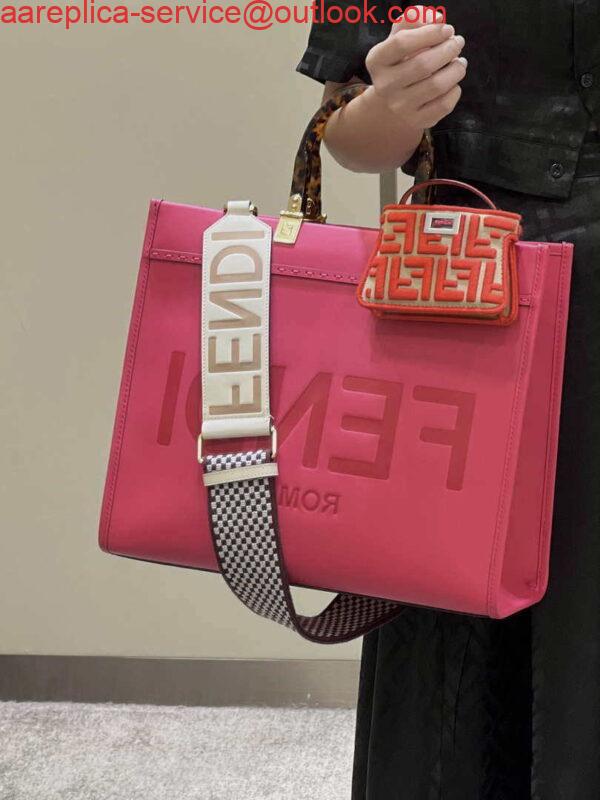 Replica Fendi 8BH386 Sunshine Medium Bag Rose Red leather shopper 8266S 13