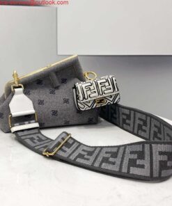 Replica Fendi 8BP129 Fendi First Small Ligth Gray flannel bag with embroidery