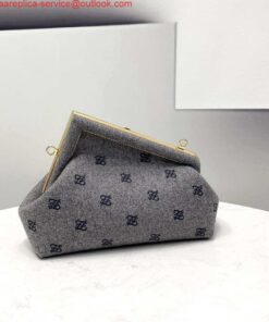 Replica Fendi 8BP129 Fendi First Small Ligth Gray flannel bag with embroidery 2