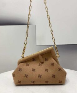 Replica Fendi 8BP129 Fendi First Small Beige flannel bag with embroidery