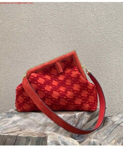 Replica Fendi 8BP127 Fendi First Medium Red suede bag