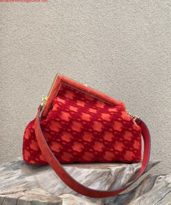 Replica Fendi 8BP127 Fendi First Medium Red suede bag 2