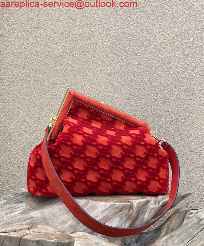 Replica Fendi 8BP127 Fendi First Medium Red suede bag 2