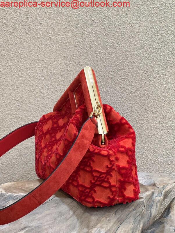 Replica Fendi 8BP127 Fendi First Medium Red suede bag 3